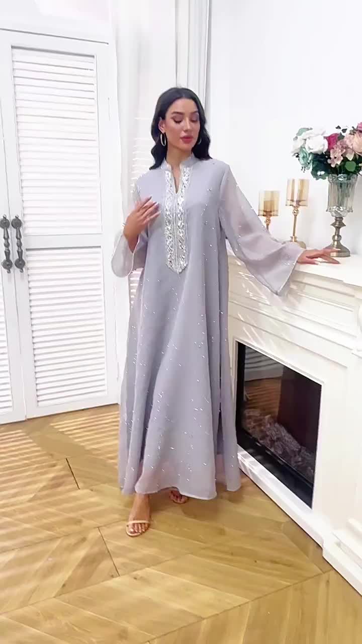 لباس بلند ابای ترکی مهره دار (1)