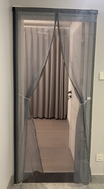 grey color magnetic screen door curtain