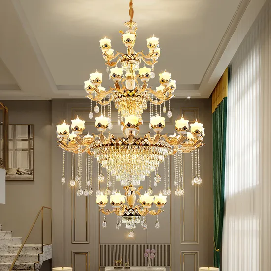 Jade natural de luxo europeu, lustre de cristal, faróis da sala de estar da vila1