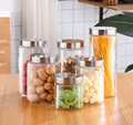 Wholesale  800ml 1100ml 1700ml 2100ml Clear Food Grade Glass Storage Jar With Stainless Steel Lid1