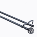 Classic Black Metal Curtain Rod Double with 3 Brackets, No Rings1