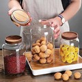 Wholesale Kitchen Storage Container Bottle Large Unique Round Sealed High Borosilicate Glass Food Storage Jar Acacia Wooden Lid1