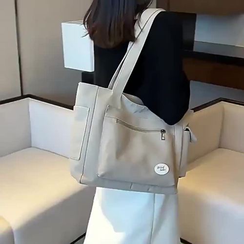 Beg tote kanvas khaki