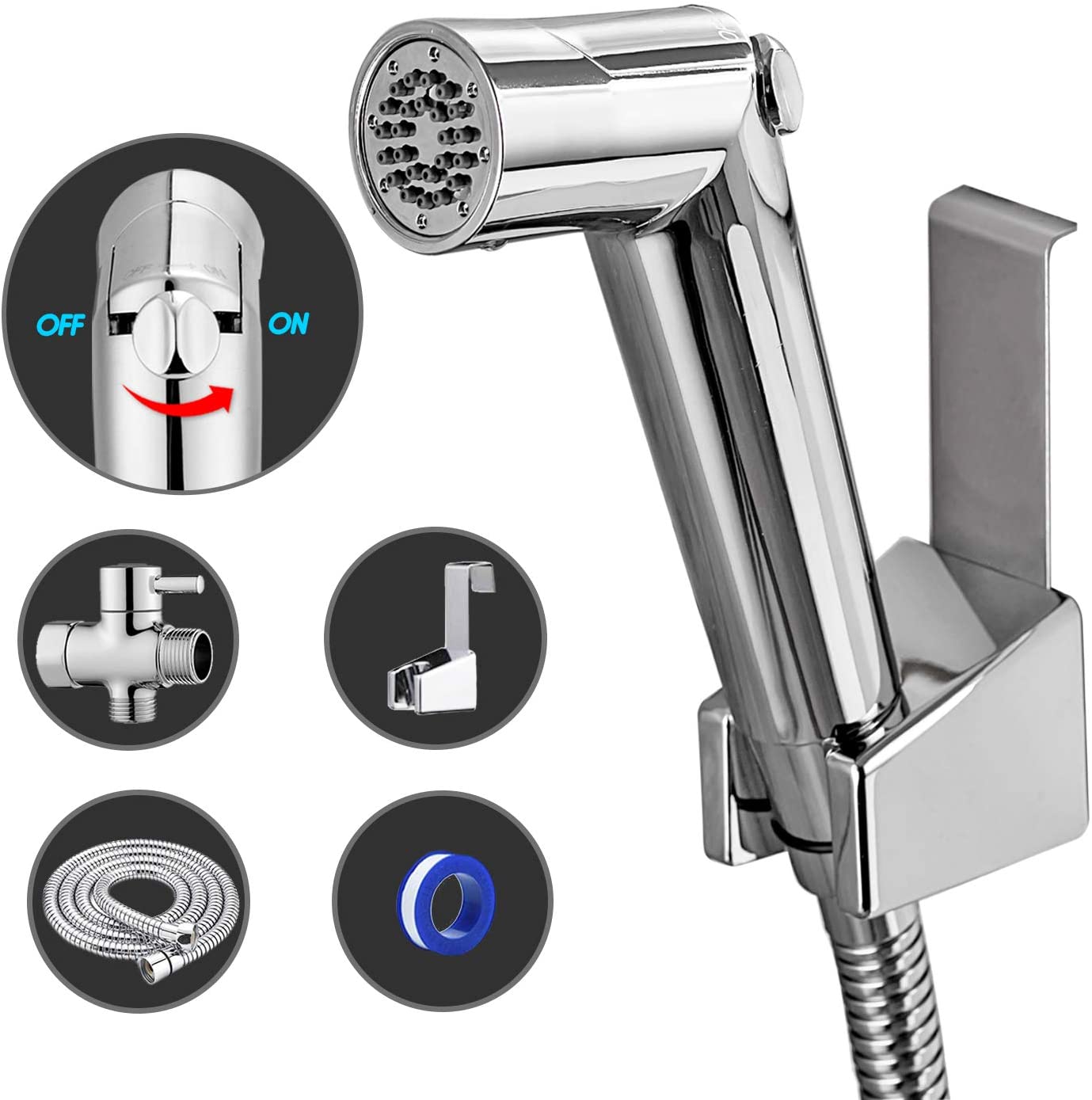 Slide left and right to adjustplastic shattaf hygienic plastic pvc health faucet