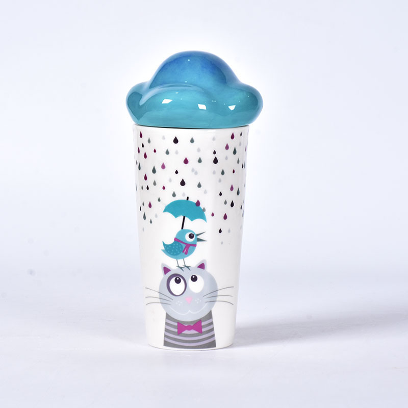 Tasse en céramique de forme de nuage unique de conception de café au lait imprimé avec poignée personnalisée Amazon avec couvercle