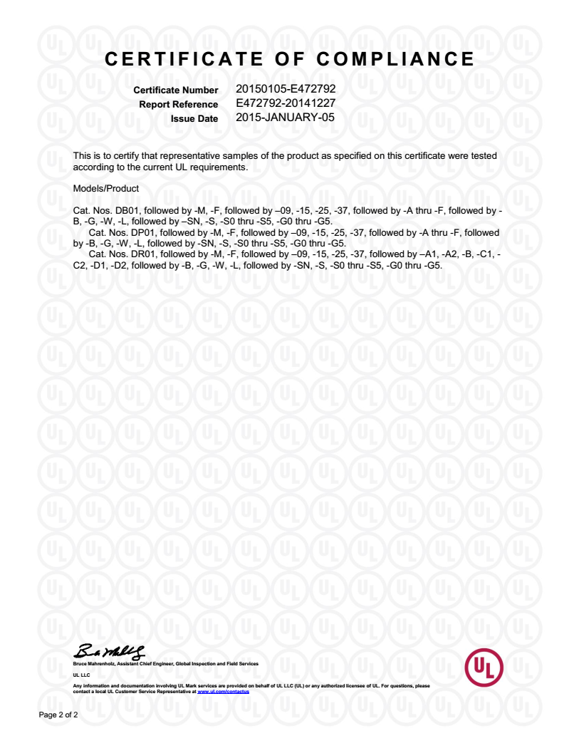 certificate of compliance