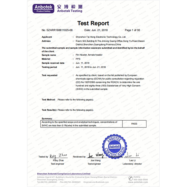 REACH Certificate