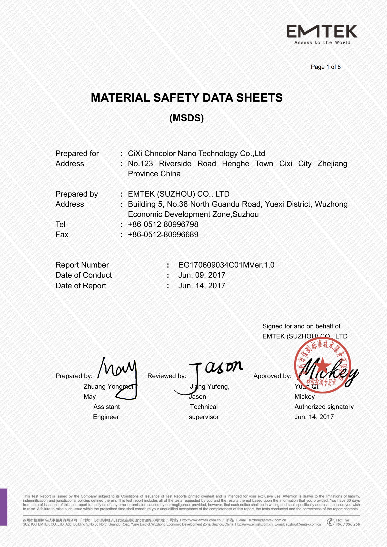 MATERIAL SAFETY DATA SHEETS(MSDS)