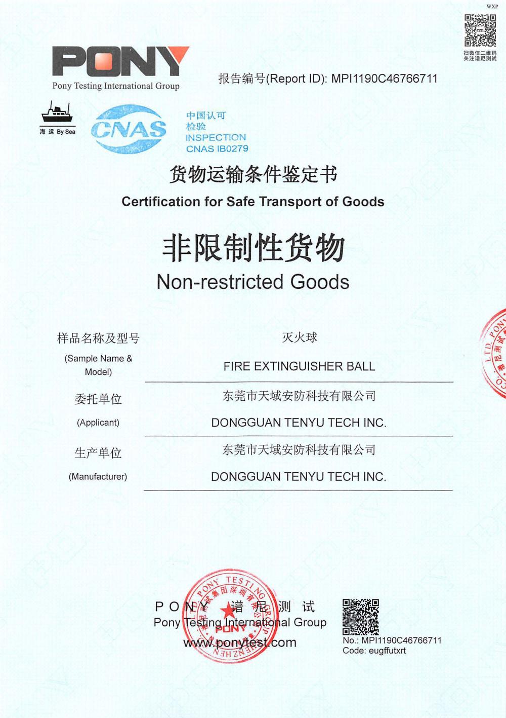 Certification for Safe Transport of Goods