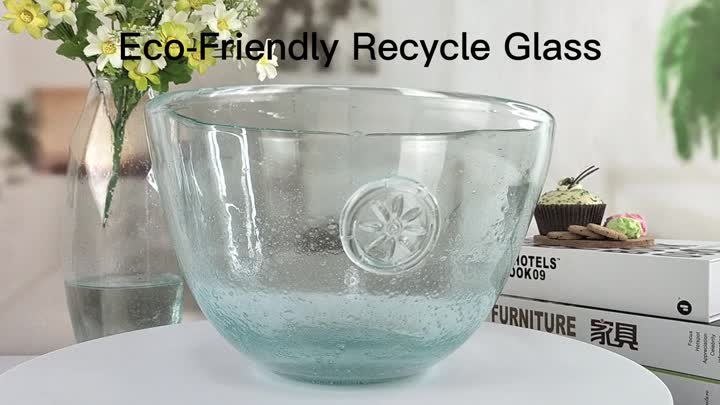 Brand Logo Recycled Glass Big Fruit Glass Bowl