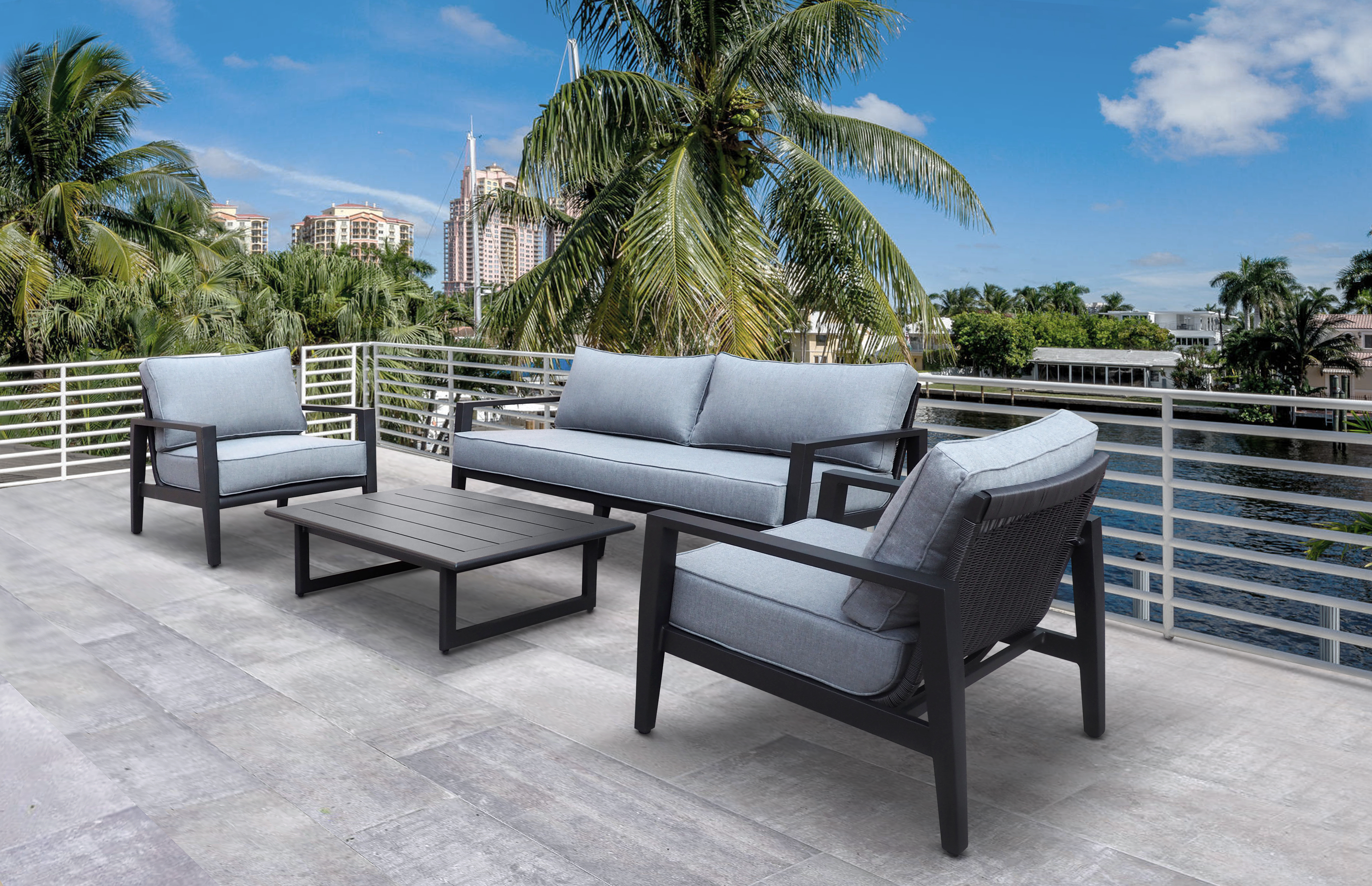 Ge Rattan dệt bộ sofa ngoài trời