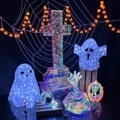 LED Glow Pumpkin and Ghost Halloween Festival Decoration: 30 cm PVC Holographic Foil Motif Light Novelty Gift1