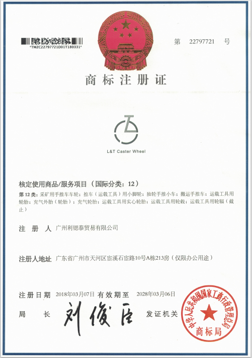 Trademark registration certificate