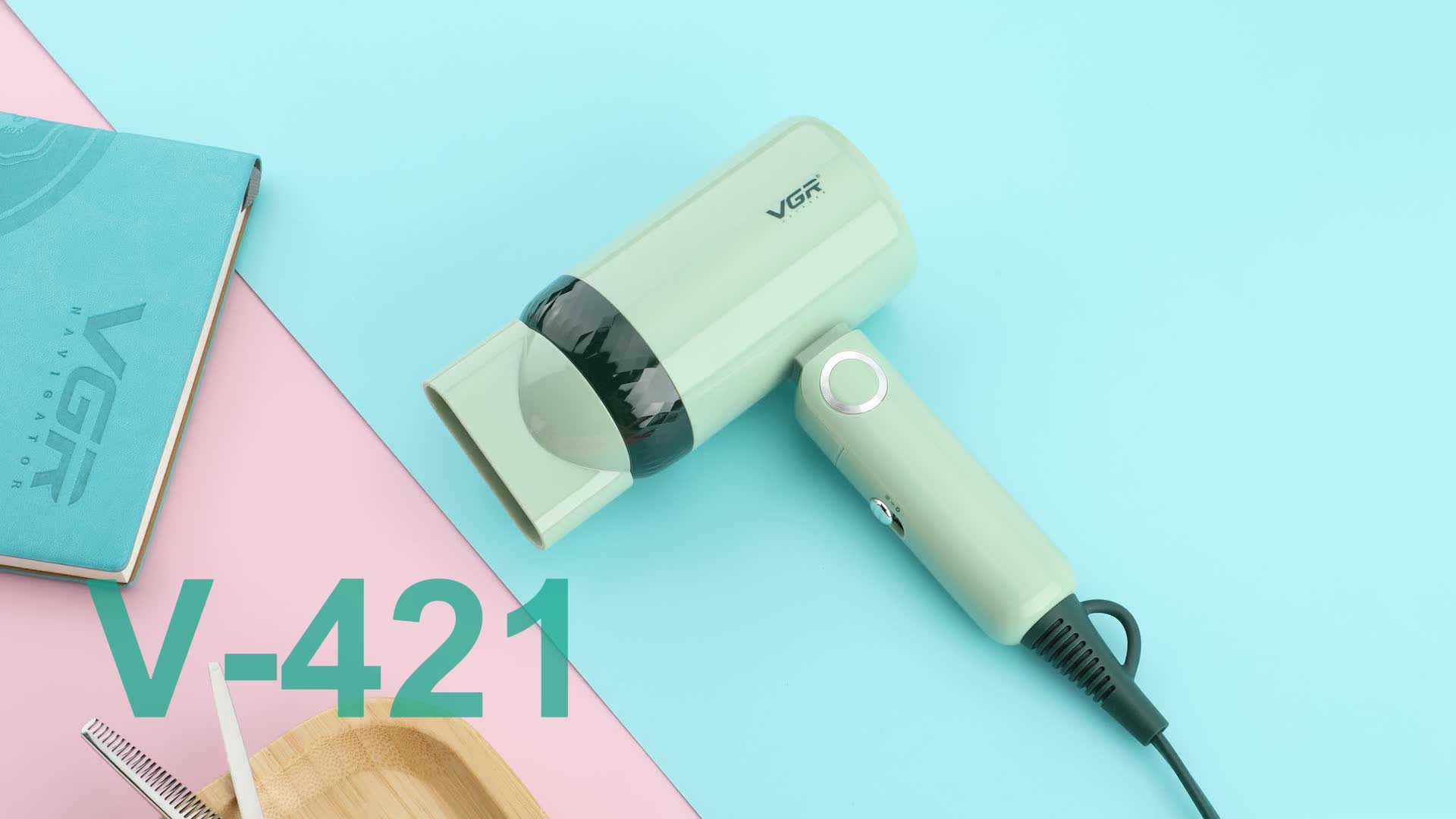 VGR V-421 Vente à chaud 1200 W Sécheur de cheveux professionnel à faible bruit pliable pour voyager avec Buzzle du concentrateur1