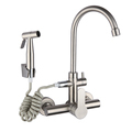 Stainless Steel Wall-Mounted Kitchen Faucet with Sprayer1