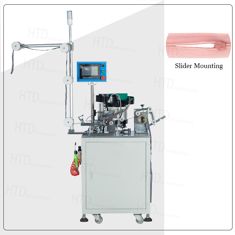 Máquina de montagem de deslizante de zíper invisível