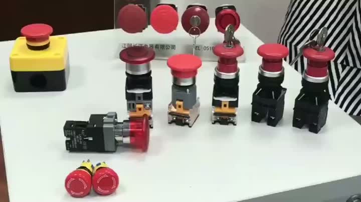 Botão de emergência de cogumelo de metal de 22 mm