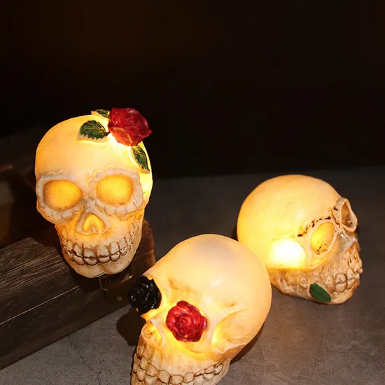 Lâmpada de resina de esqueleto assustador de Halloween para decoração festiva1