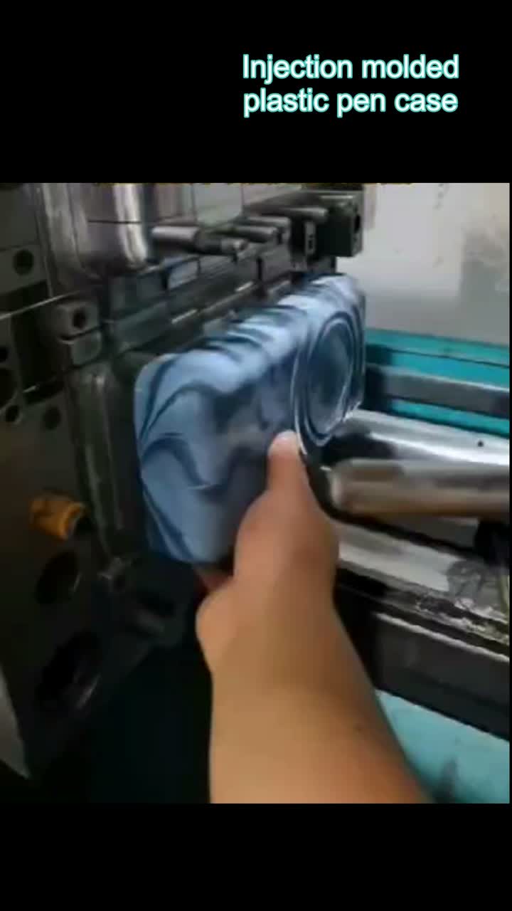 Injection molded plastic pen case