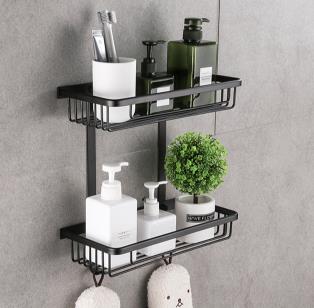 Matte black double tiers shower caddy