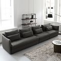 Couche supérieure minimaliste Cowe Cowe Italien Modern Black Living Room Cuir Corner Corner Villa Grand Appartement Sofa1