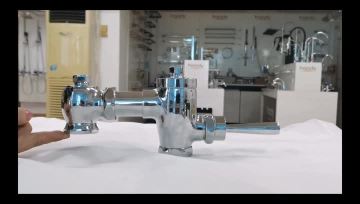 Hand-operated flushing valve with piping