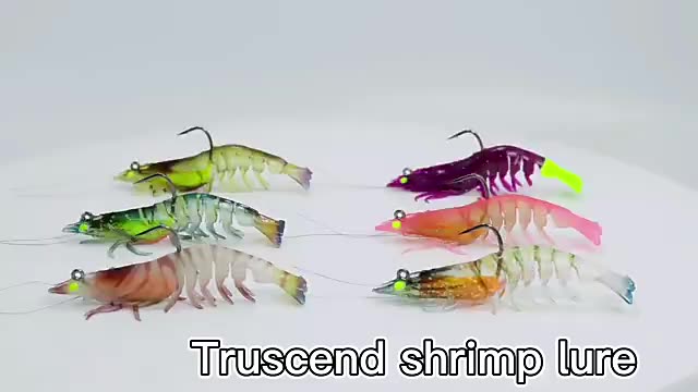 Truscenc Patent Design unique TPE TPE vif crevettes de crevettes Swimbait Trout Trout Pike Lures Lours de pêche pour l&#39;eau salée douce 1