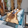 Nouveau arrivée en bois de noyer massif meubles de maison chambre à coucher villa hôtel restaurant cuisine salle à manger table de salle à manger rivière époxy résine slab1