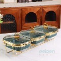 Ceramic Gold Plated Rectangular Soup Pots for Weddings and Events1