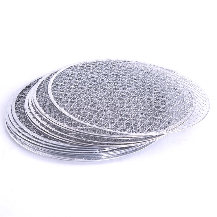 Disposable galvanized cross edging stamping round Korean barbecue net or grill wire mesh1