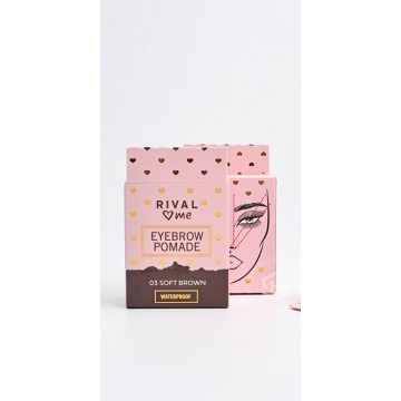 Caixa de embalagem de papel de carimbo quente rosa doce destaca a personalidade da marca cosmética da pomada da sobrancelha