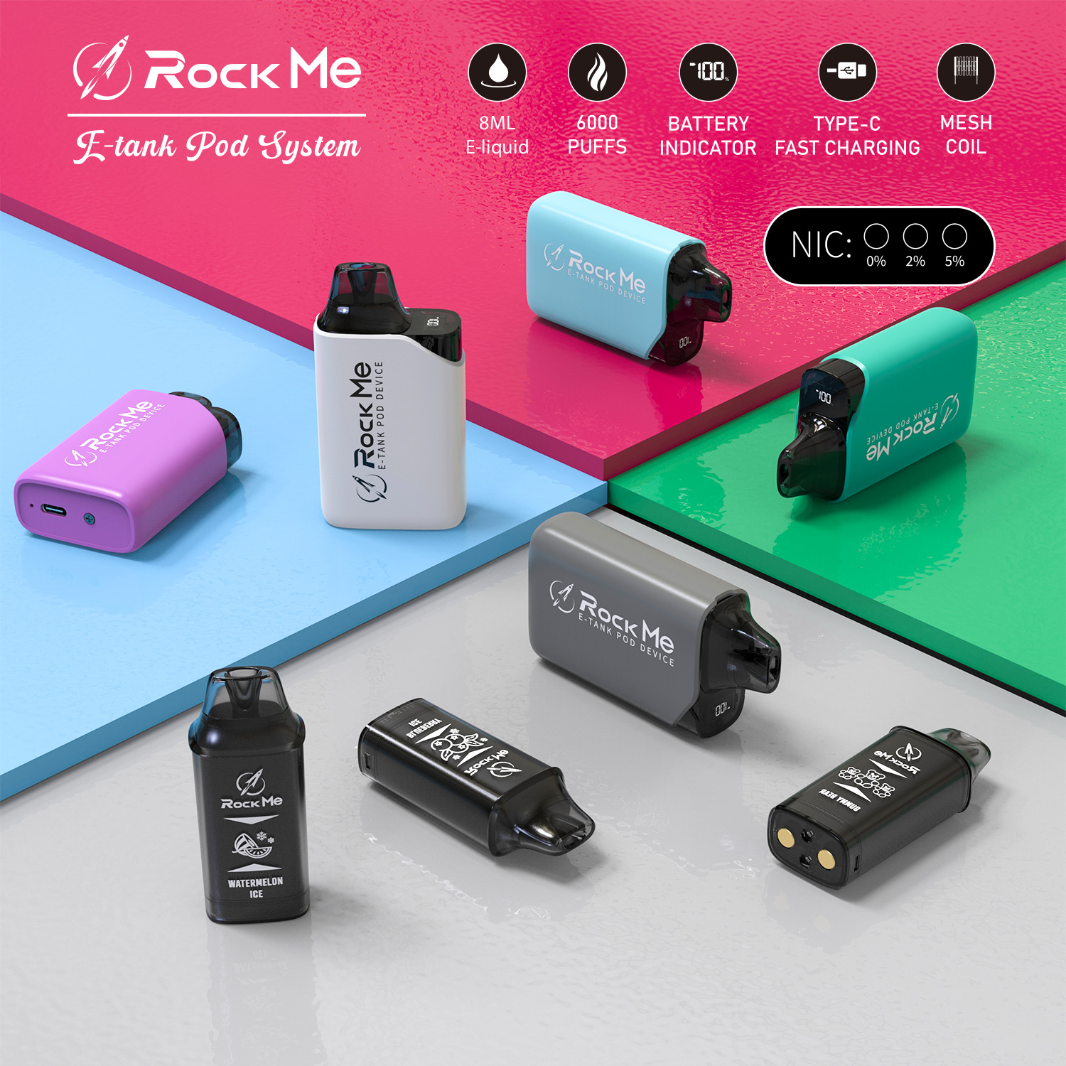 Sistema de pods de dispositivo Etank 6000PUFFs Capacidade 600mAh