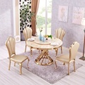 Gold Stainless Steel Banquet Home Event Round Marble Dining Table1