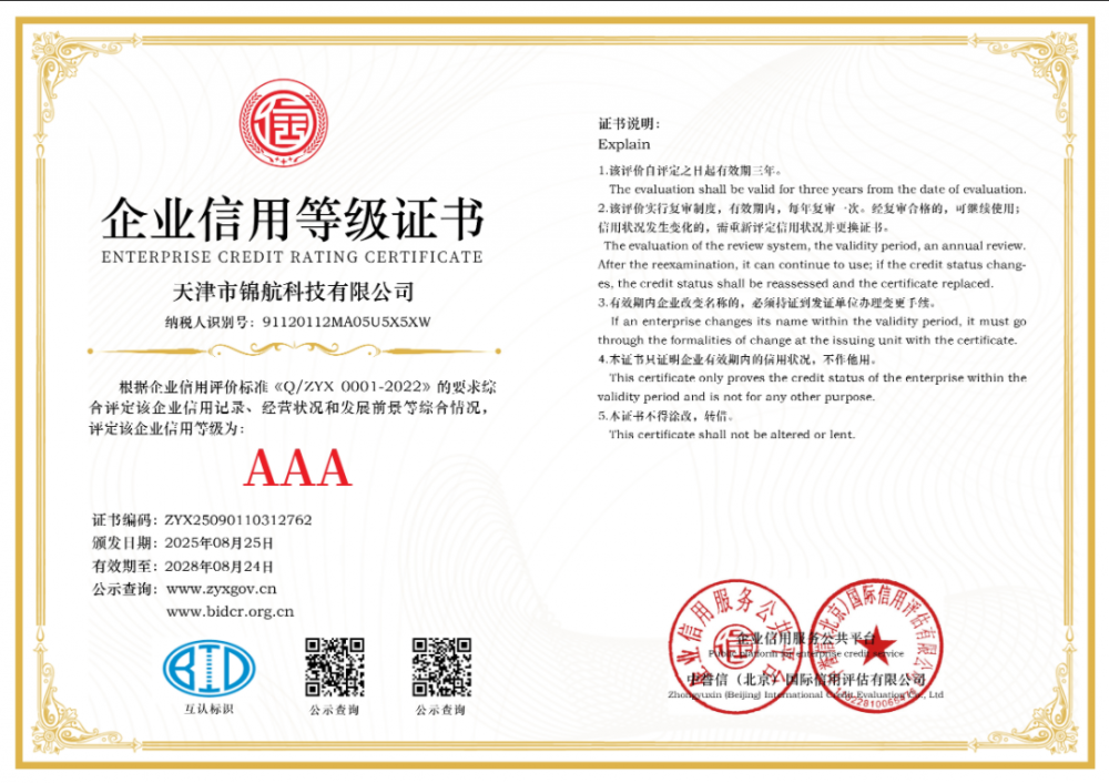 Enterprise Credit Rating Certificate