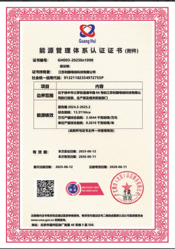 Energy Management System Certification Certificate