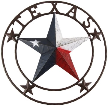 Rustic Color Texas Star State Flag Circle Sign Wall Decor For Home