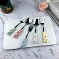 Stainless Steel 304 Kids Cutlery Set with Ceramic Animal Handles1