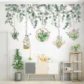 [shijuekongjian] Green Leaves Wall Stickers DIY Succulents Plants Wall Decals for Living Room Bedroom Kitchen House Decoration