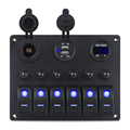 6 Gang Marine Boat Switch Panel with Cigarette Lighter, Voltmeter, and USB Charger1