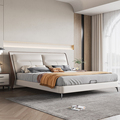 High-end light luxury atmosphere bedroom Nordic upholstered bed Italian minimalist leather bed modern minimalist double bed1