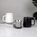 Personalized 600ml Porcelain Tea Cup with Lid and Infuser - Black Ceramic Mug for Gifts1