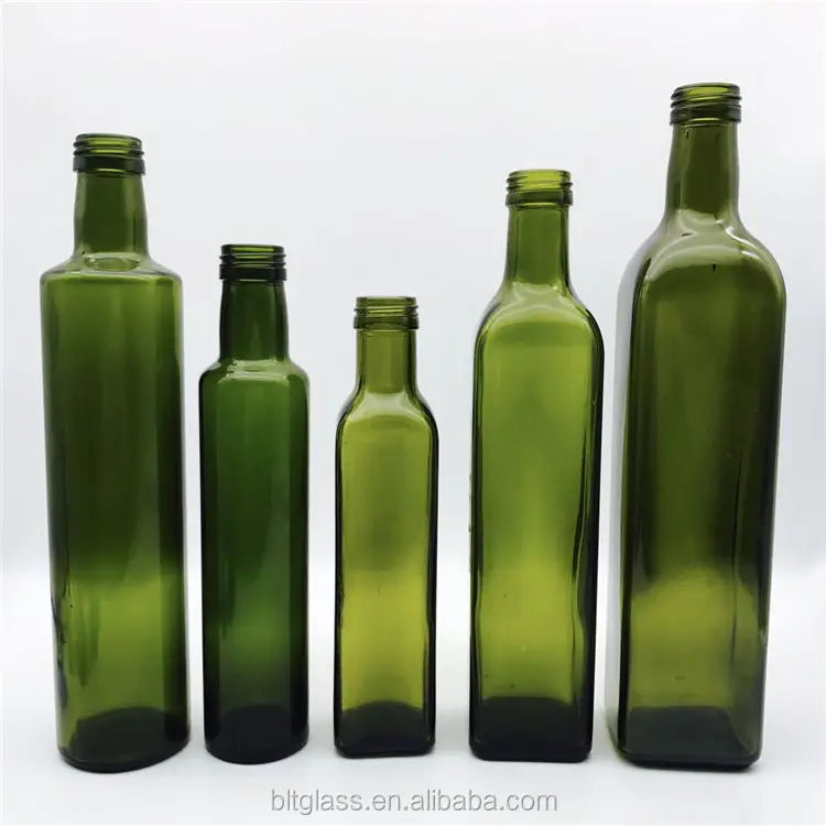 Bouteille en verre carré vert 250 ml