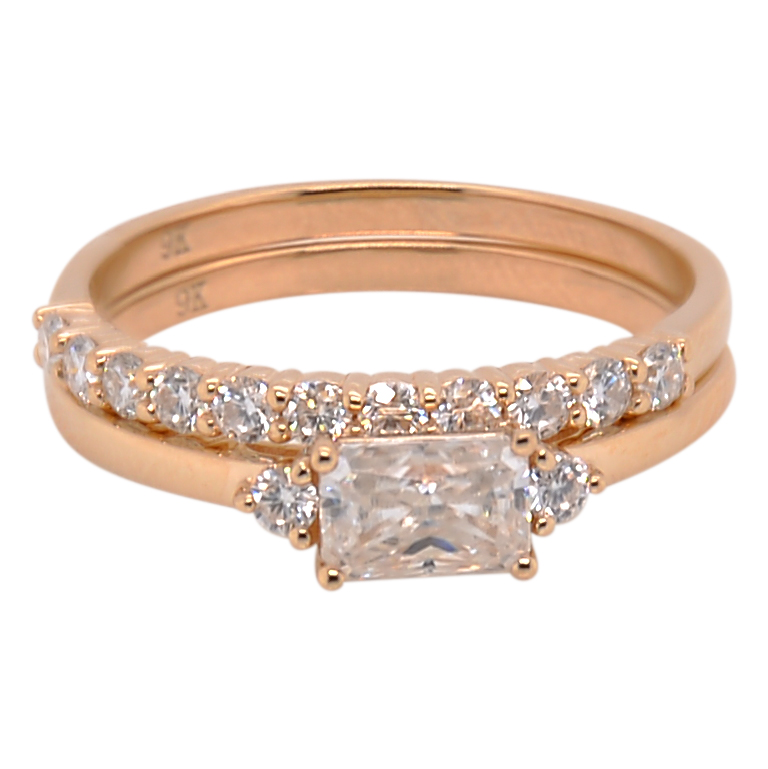 factory low price whole sale rediant ice cut moissanite ring set women1