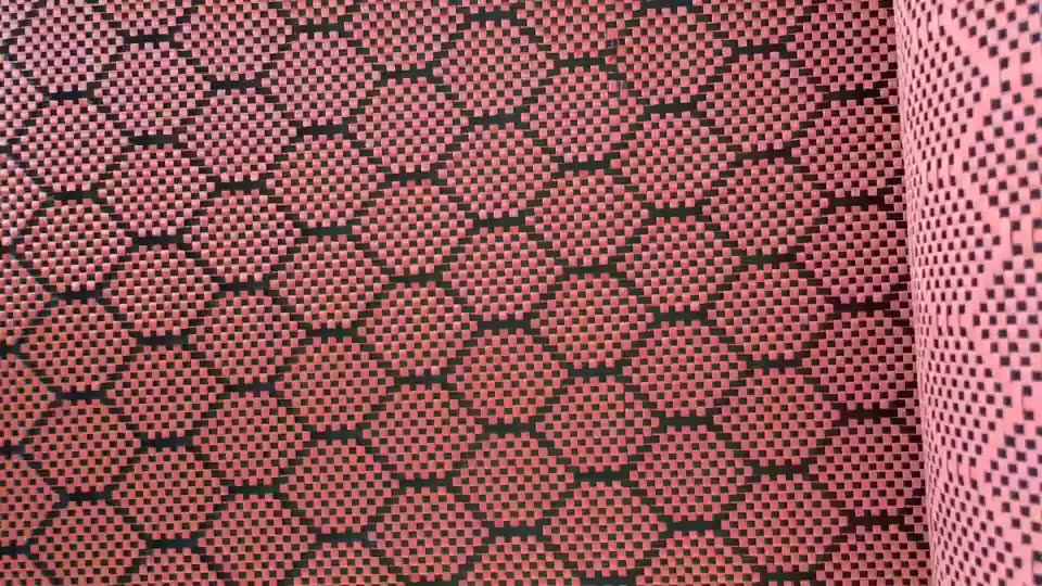Tissu hybride en fibre de carbone orange aramide Jacquard Fabric1