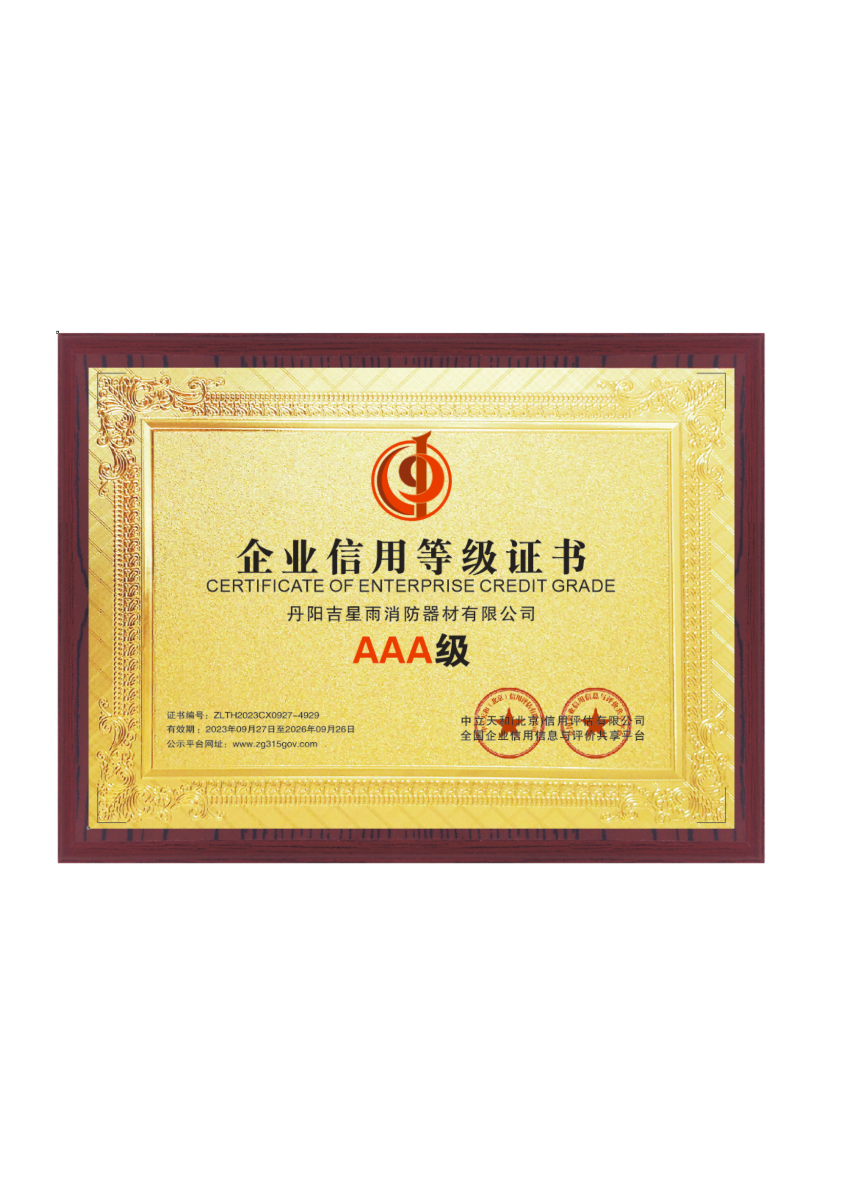 Enterprise Credit Rating Certificate