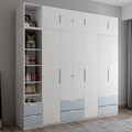 Modern bedroom wardrobe closet with top cabinet combination locker three doors four doors with drawers wooden nordic wardrobe1