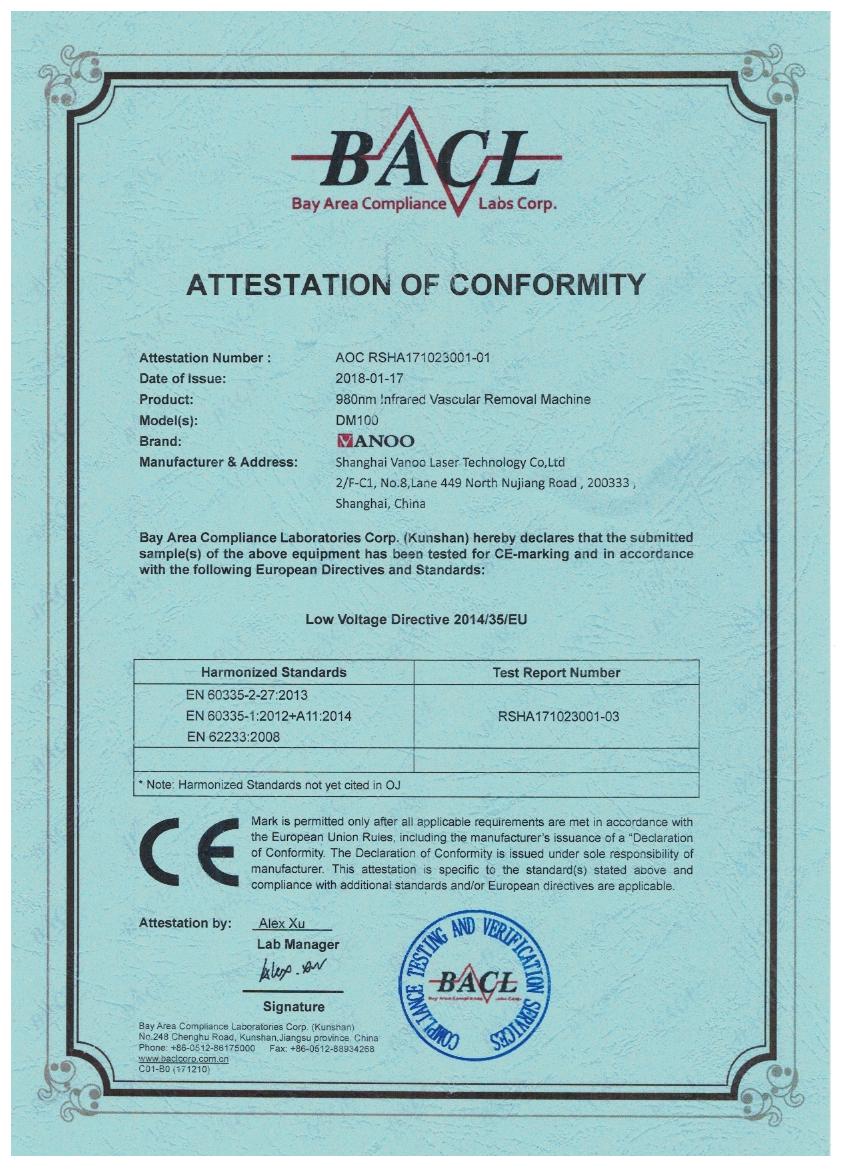 ATTESTATION OF CONFORMITY