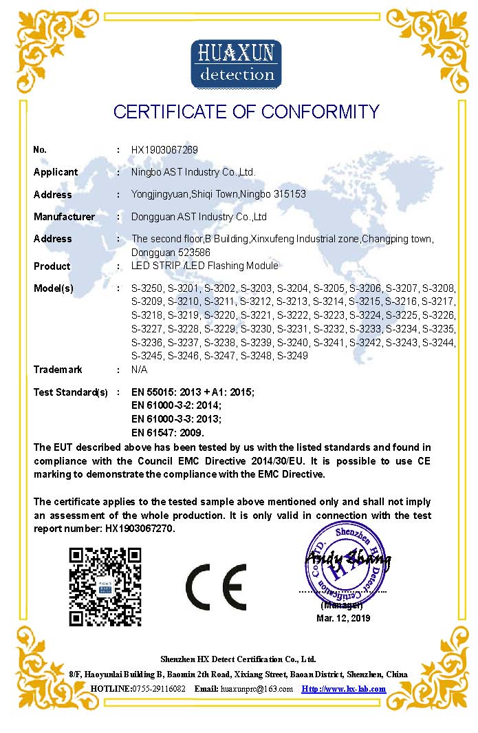 CE of led flashing module