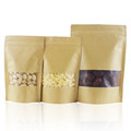 Matte Clear Window Craft Flat Bottom Botle Lock Pouches / Coffee Food Packaging / Kraft Paper Bolsas1