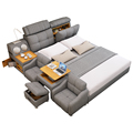 Modern minimalist multifunctional smart tatami cloth bed fabric sofa double bed modern minimalist wedding bed technology cloth1